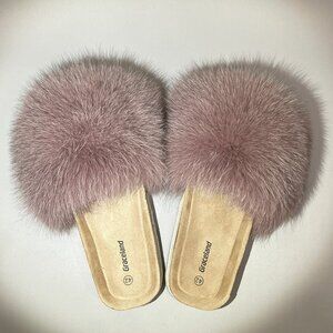 Real Pink Fox Fur Slippers